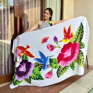 New Design Rayon Sarong Hand Painted Flower Design High Quality